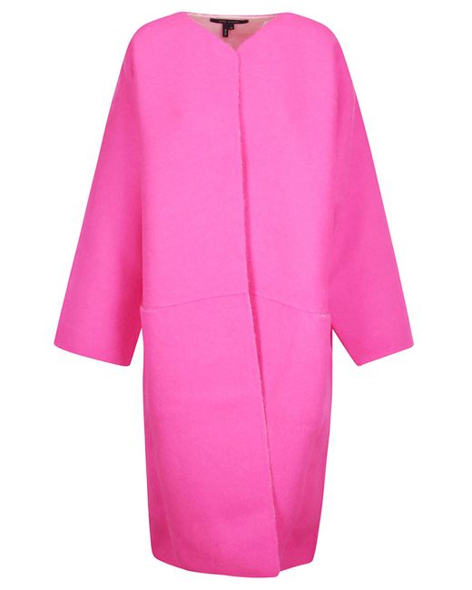 Sofie D'Hoore Pink Df Coat With Slit Front Pockets-woven Fuchsia/ Sno