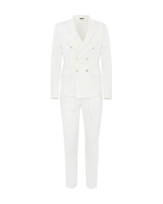 Daniele Alessandrini White Double-Breasted Suit for men