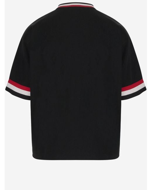 ICECREAM Black Nylon T-Shirt With Logo And Striped Hem Polyester T-Shirts for men