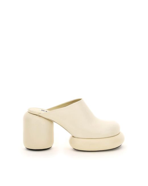 Jil Sander Natural Leather Mules With Rounded Heel