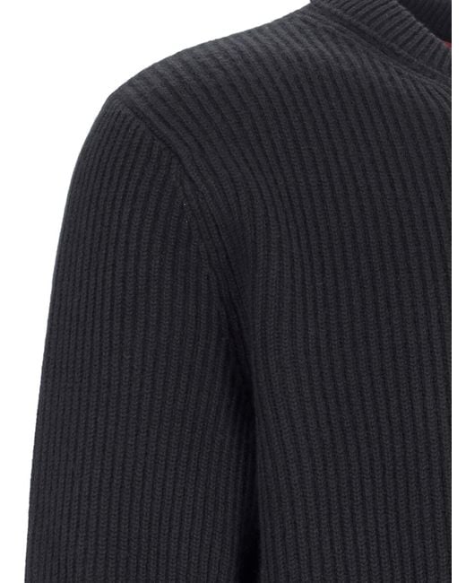 Gucci Blue Ribbed Wool-Cashmere Crew Sweater for men