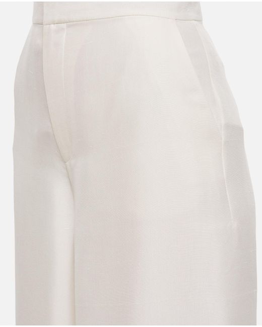 Ralph Lauren White Elaine Full Length Silk Trousers