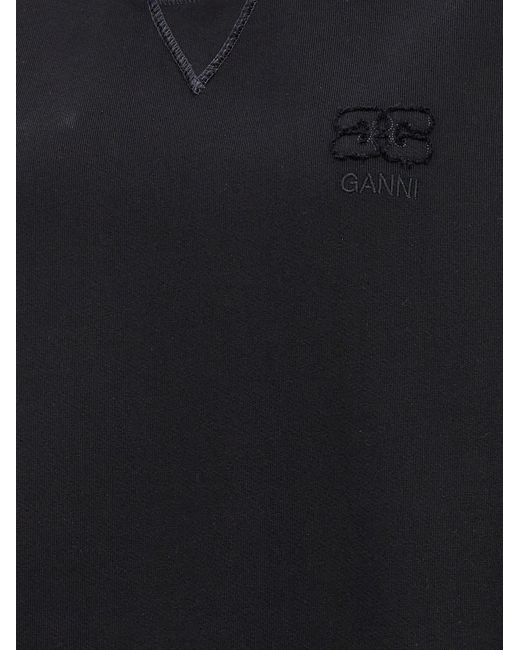 Ganni Black Organic Cotton Crewneck Sweatshirt