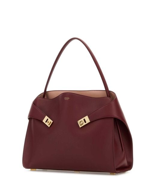 Ferragamo Purple Salvatore Burgundy Leather Large Hug Soft Shoulder Bag
