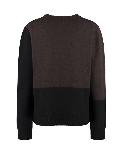 Jil Sander Black Crew-Neck Geometric Wool Sweater