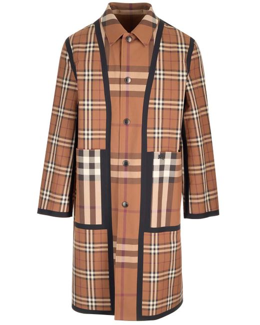 Burberry Brown Reversible Trench Coat With Check Motif for men