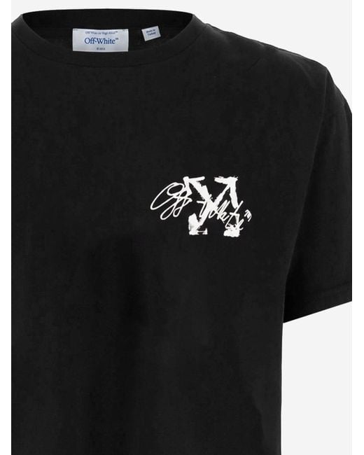 Off-White c/o Virgil Abloh Black Cotton T-Shirt Stroke 2 Arrow Skate T-Shirts for men