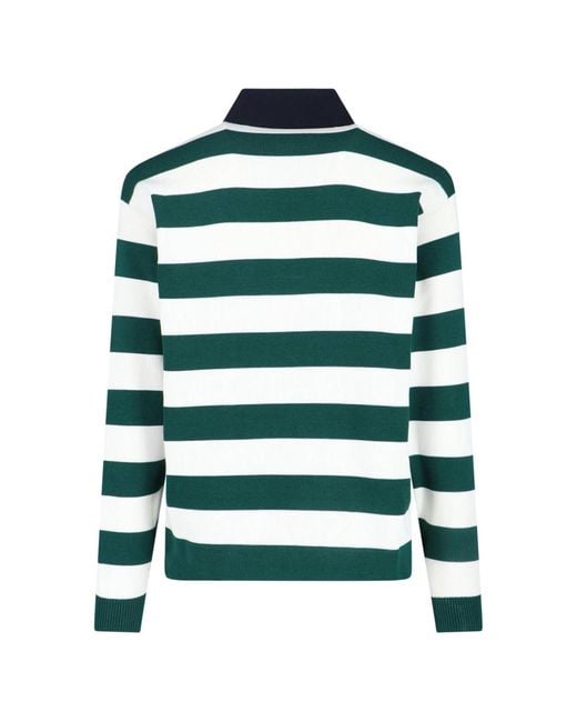 Gucci Green Striped Polo Shirt for men