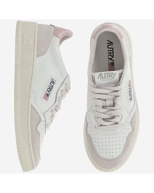 Autry White Leather Sneakers Medalist Low Trainers