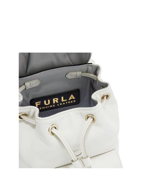 Furla White Flow Mini Leather Backpack