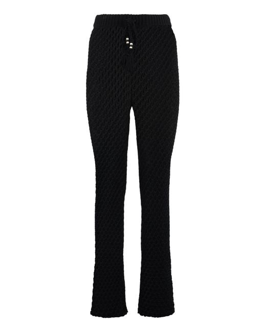 Alanui Black Flared Knitted Trousers Acrylic