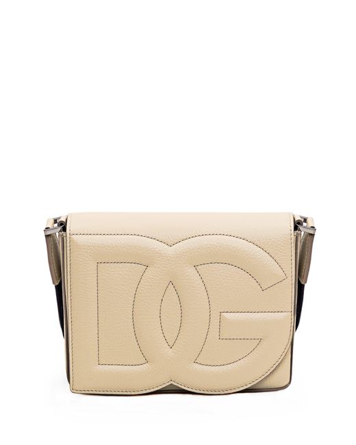 Dolce & Gabbana Natural Logo-embossed Leather Shoulder Bag for men