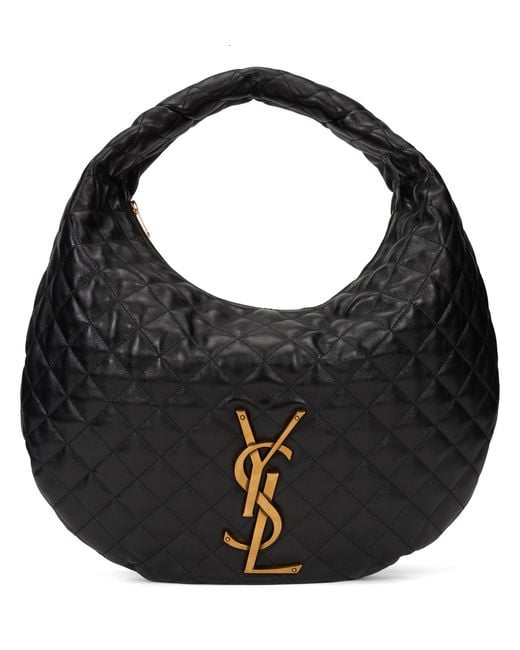 Saint Laurent Black Hobo Bag Icare Quilted Nappa Lambskin Handbags