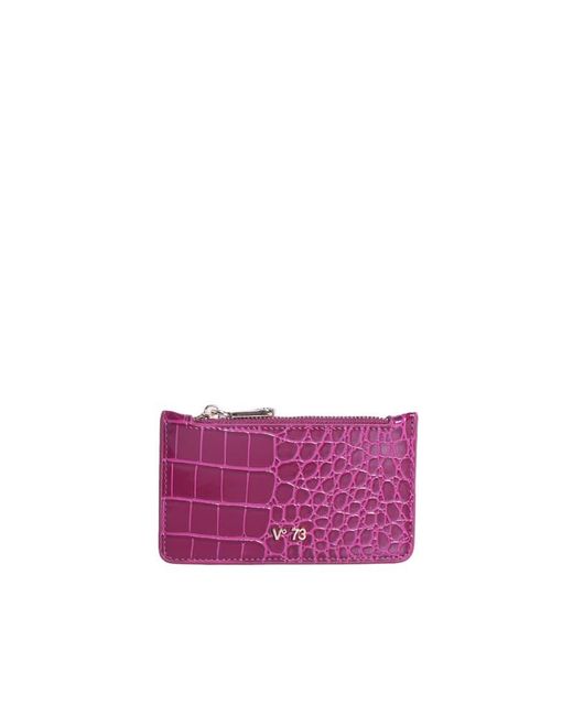 V73 Purple Perla Wallet With Crocodile Print