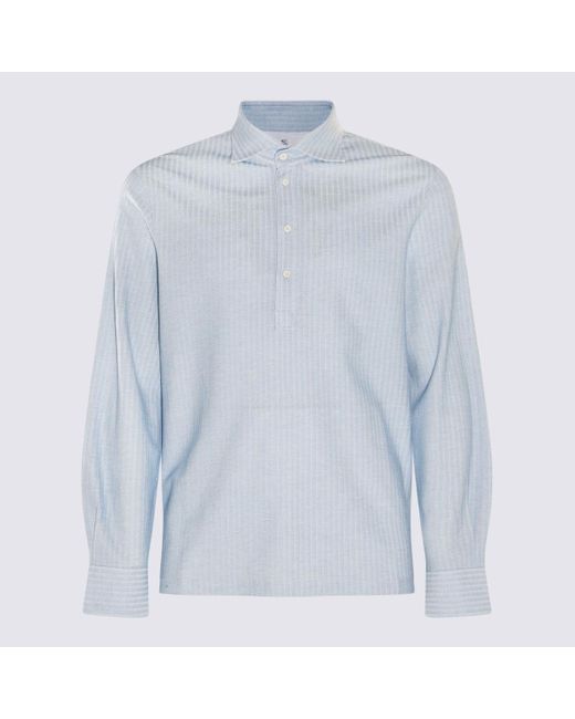 Brunello Cucinelli Blue Light Cotton Polo Shirt for men