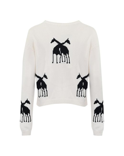 Max Mara Studio White Unno Sweater In Jacquard Cotton Blend