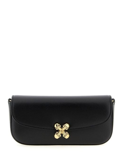 McQueen Black Skull Flower Crossbody Bag