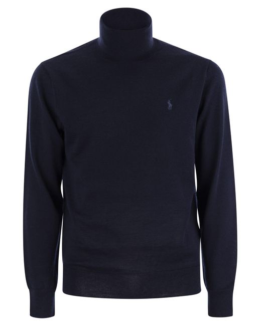 Polo Ralph Lauren Blue Wool Turtleneck Sweater for men