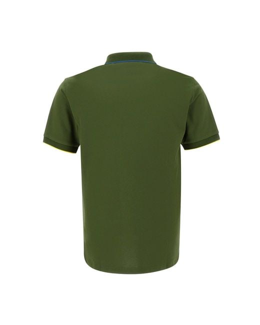 Sun 68 Green Small Stripe Cotton Polo Shirt for men