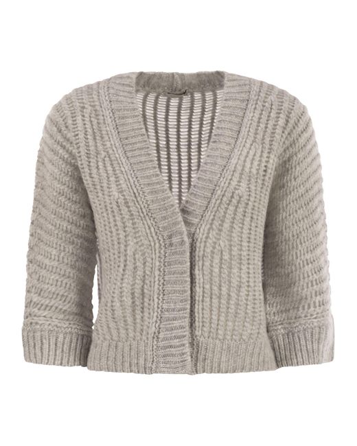 Peserico Metallic Wool And Alpaca Mesh Cardigan