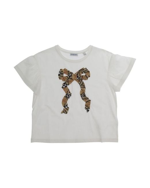 Burberry Gray T-Shirt With Bow Cotton T-Shirts