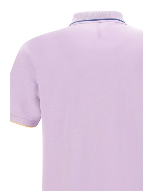 Sun 68 Purple Small Stripe Cotton Polo Shirt for men