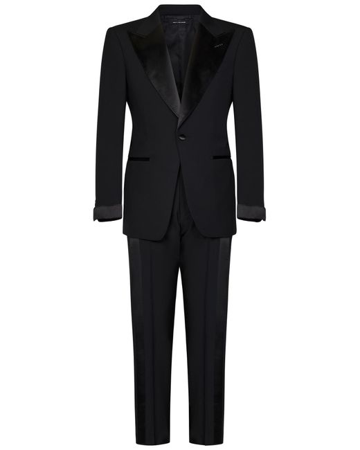 Tom Ford Black Suit With Satin Peak Lapel for men