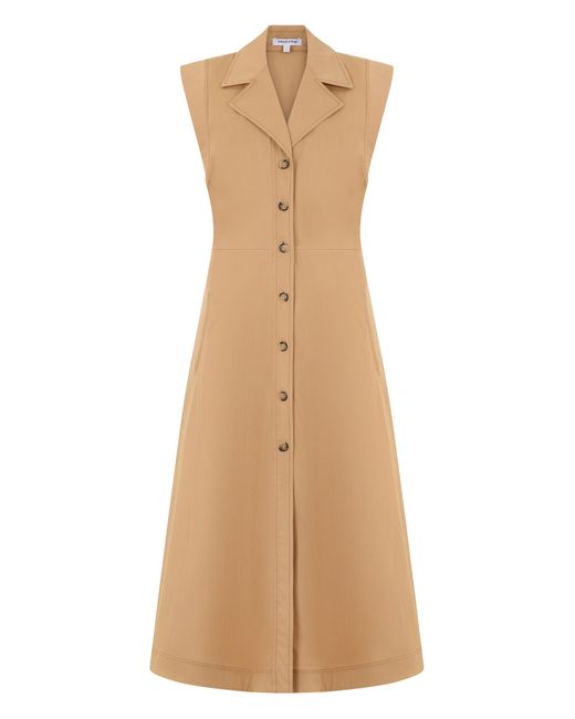 Veronica Beard Natural Midi Dress Cotton-Blend Viscose