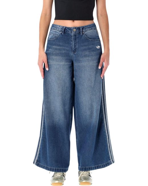 Adidas Originals Blue Adidas Adicolor Wide Leg Denim Jeans