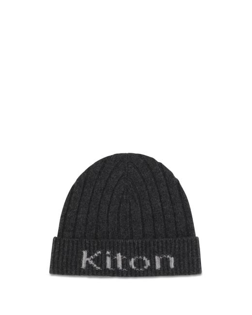 Kiton Black Wool Beanie Hat Merino Ovis Aries E Hairbands for men