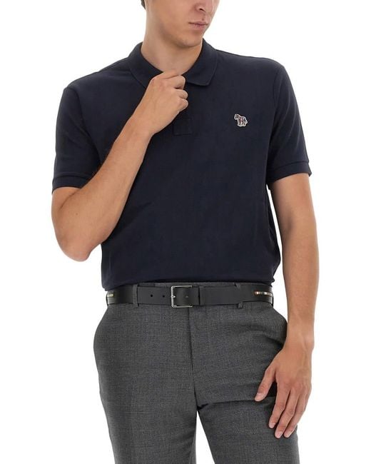PS by Paul Smith Blue Polo With Logo Patch for men