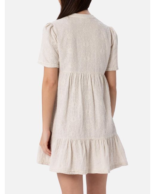 Mc2 Saint Barth Natural Sangallo Lace Cotton Short Dress Siara