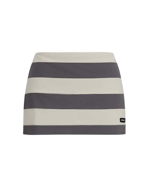 Miu Miu Gray Mini Skirt Striped Cotton