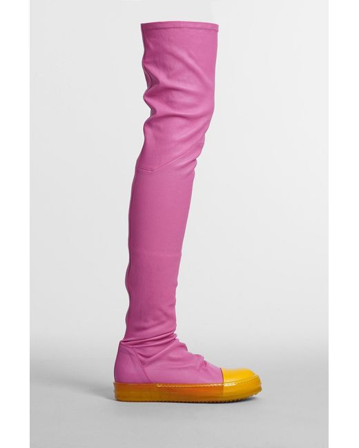 Rick Owens Stocking Sneaks Boots In Rose-pink Leather | Lyst