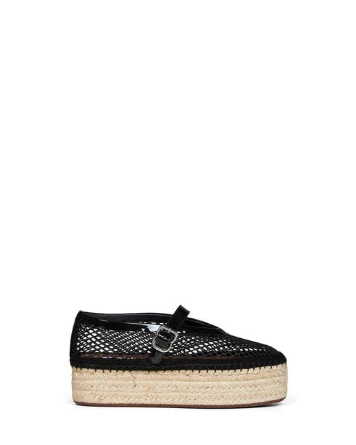 Alaïa Black Fishnet And Patent Leather Wedge Espadrilles