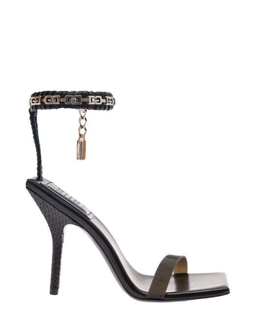 Givenchy Black 'G Woven' Sandals With Embossed 4G Logo And Chain