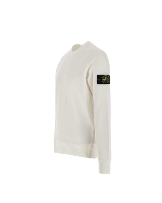 Mens white stone island sweatshirt cheap