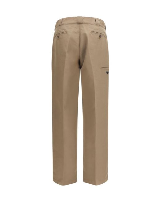 Prada Natural Technical Wide-Leg Pants Canvas Cotton; Polyamide for men