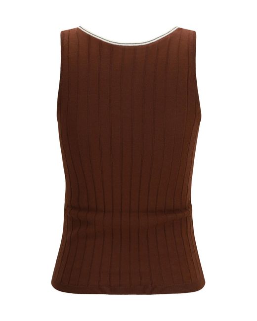 Brunello Cucinelli Brown Ribbed Jersey Top