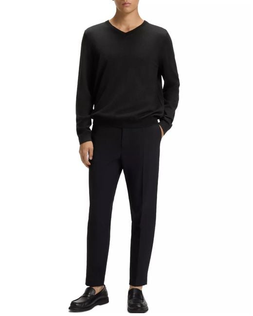 Boss Black Melba V-Neck Virgin Wool Sweater Clothing Knitwear for men