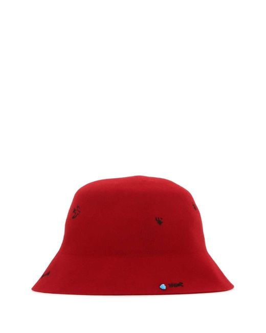 SUPERDUPER Red Felt Freya Bucket Hat for men