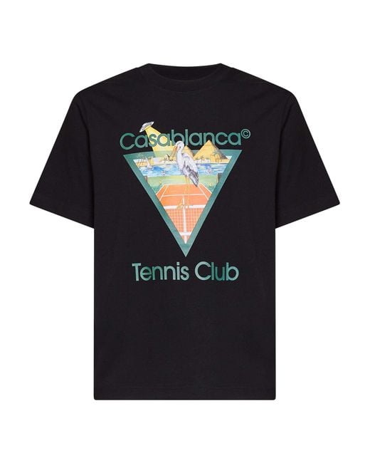 Casablanca Black Jersey Tennis Club Icon Pyramid Abduction T-Shirt for men