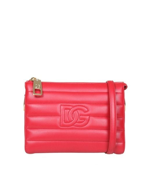 Dolce & Gabbana Red Dolce && Gabbana Medium Quilted Tris Bag