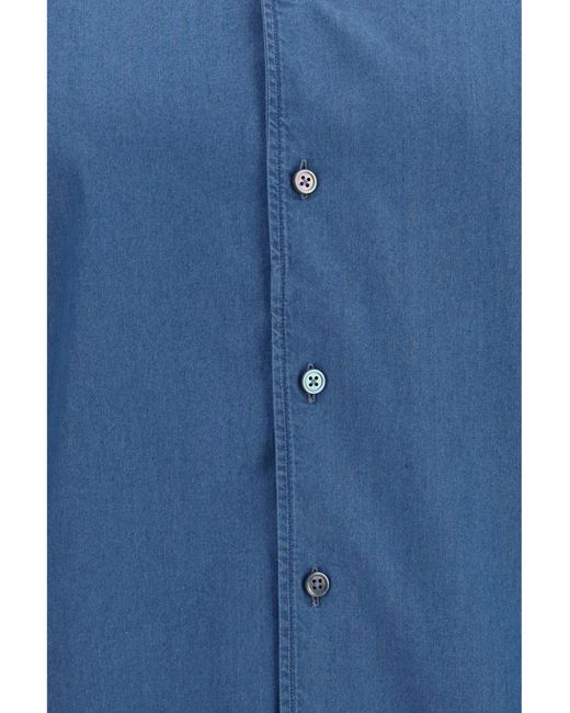 Zegna Blue Cotton Shirt for men