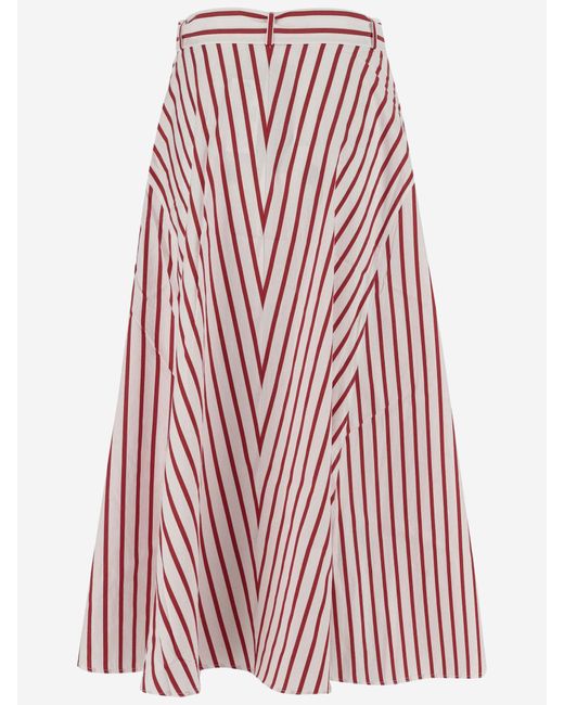 Polo Ralph Lauren Red Striped Cotton Skirt