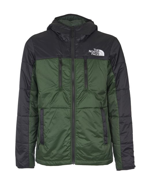 The North Face Chest Logo Hooded Puffer Jacket in Green for Men | Lyst