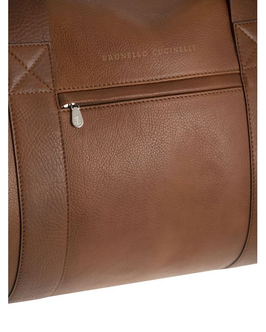 Brunello Cucinelli Brown Leather Active Bag for men