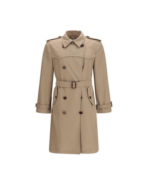 Burberry Natural Brown Silk Trench Coat for men