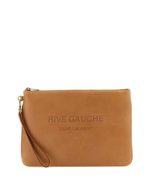 Saint Laurent Brown Camel Leather Clutch for men