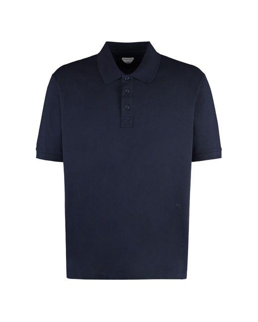 Bottega Veneta Blue Cotton Piqué Polo Shirt for men